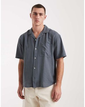Only & Sons Linen Mix Relaxed Resort Shirt - Grey