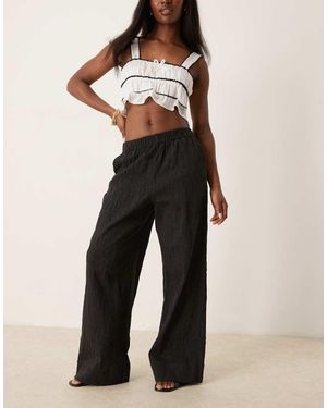 SELECTED Pantalones Negros De Corte Suelto Con Patrón Texturizado De