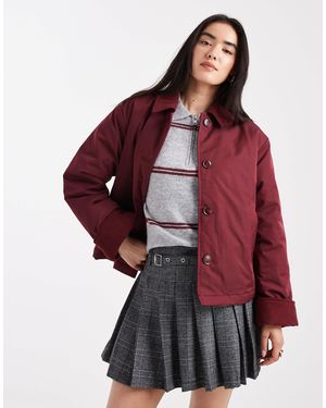 Pieces Short Jacket With Cord Collar Detail - Red