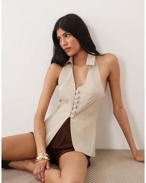 Miss Selfridge Tailored Halter Top - Natural