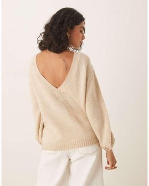 ASOS Knitted Open Back Jumper - Natural