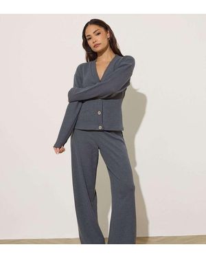 PixieGirl Petite Textured Wide Leg Trousers - Blue