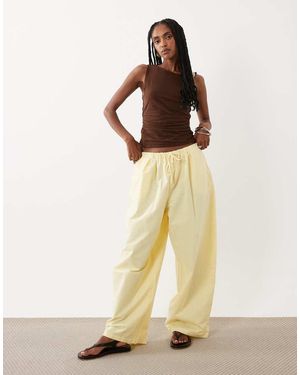ASOS Broek Van Linnenmix Met Wijde Ronde Pijpen - Naturel