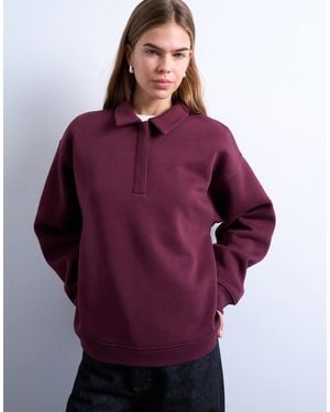 TOPSHOP Sweat à col polo - bordeaux - Violet