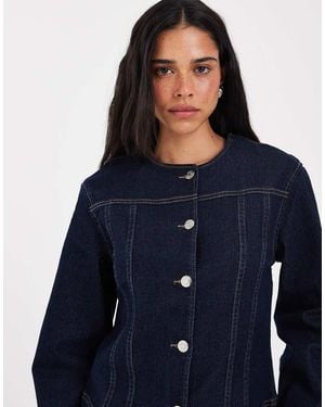 ONLY Aansluitend Denim Jack Met Ronde Hals - Blauw