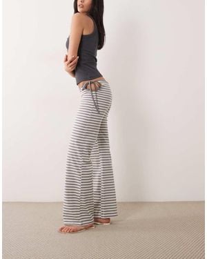 Lioness Bloom Cotton Blend Waist Tie Detail Straight Leg Trouser - Grey