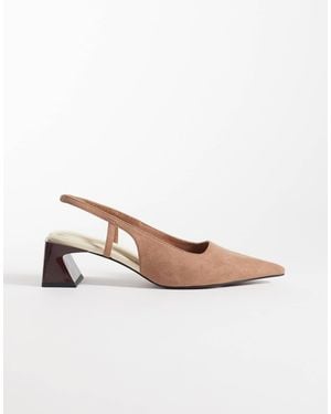 ASOS Steam Cut Out Detail Slingback Block Heeled Shoes - White