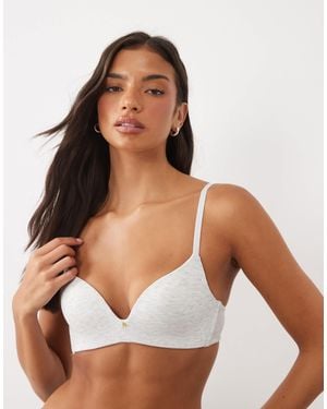 ASOS Rib Moulded Non Wire Padded Plunge - White