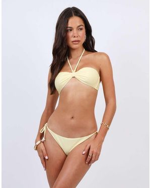 SIMMI Halter Bikini Top With Bead Detail - Yellow
