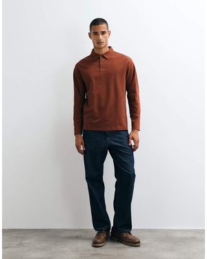 SELECTED Waffle Long Sleeve Polo - Red