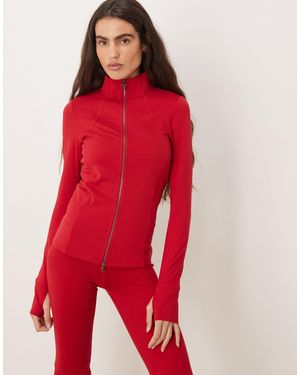 Hollister Gilly Hicks High Neck Snatched Waist Jacket Co-ord - Red