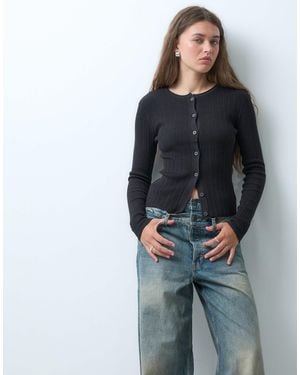 Collusion Fine Gauge Knitted Cardi - Grey