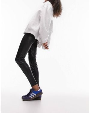 TOPSHOP Faux Leather Skinny Fit Trouser - Black