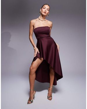 True Violet Vestido Semilargo Asimétrico Con Escote Palabra De Honor De -Rojo - Morado