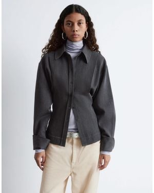 & Other Stories Pure Wool Bold Shoulder Shacket With Cinched Waist - Black