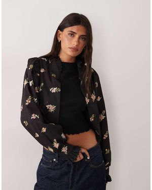 Miss Selfridge Giacca Trophy Ricamata Nera - Nero