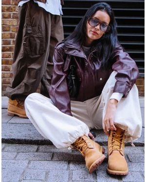 Timberland Botas De 6" De Cuero Nobuk Premium De -Beis Neutro - Azul