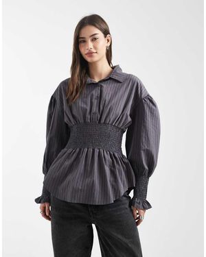 Daisy Street Camicia Arricciata - Grigio