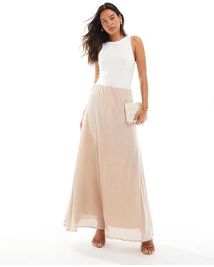 Threadbare Sparkly Velvet Maxi Skirt - Natural