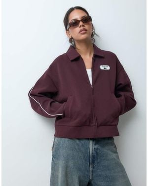 Lacoste Tennis Heritage Sweatshirt Met Badge-Accent, Stretch En Rits - Paars