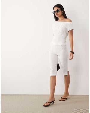 ASOS Co-Ord Broderie Capri Pant - Natural