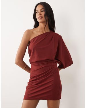 ASOS Linen Look Jersey Mini Dress - Red