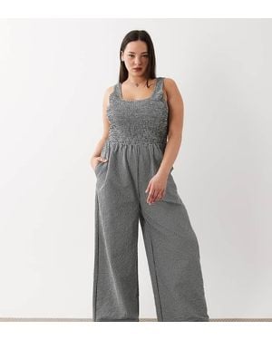 Brave Soul Brave Soul Curve Scoop Neck Gingham Jumpsuit - Grey