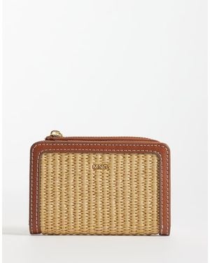 Mango Raffia Look Zip Up Wallet - Natural