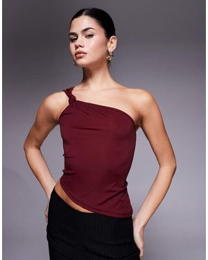 Edikted Knotted One Shoulder Asymetric Top - Purple