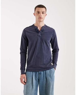 Hollister Long Sleeve Henley Top - Blue