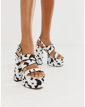 LAMODA Cow Print Platform Sandals - Multicolour