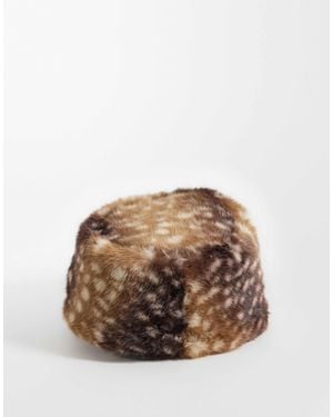 ASOS Faux Fur Pillbox Hat - Brown
