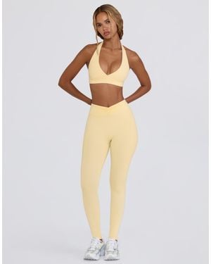 Bo&Tee Bo+Tee Ruched Mid Rise Leggings - Natural