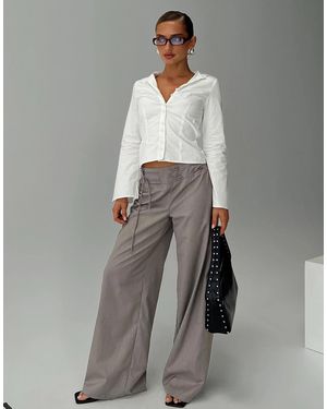 Princess Polly Just Have Fun Tie Waist Detail Tailored Wide Leg Pants - Gray