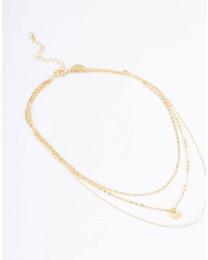 Lovisa Collar De Tres Hileras Finas Con Cuentas Y Charm De Disco Chapado En Oro De - Blanco