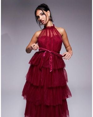Lulus High Neck Tiered Midi Dress
