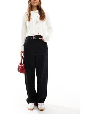 Miss Selfridge Jeans Ampi Neri Con Tasche A Cuore - Nero