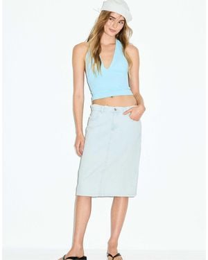 Stradivarius – reworked – midi-jeansrock - Blau
