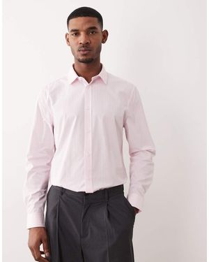 ASOS Regular Fit Smart Poplin Stripe Shirt - Pink