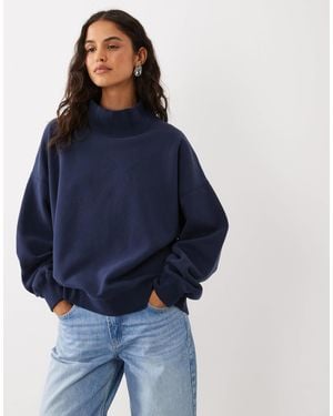 Abercrombie & Fitch Sweatshirt mit stehkragen - Blau