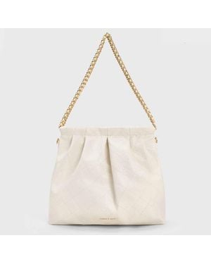 Charles & Keith Duo Double Chain Bag - Natural