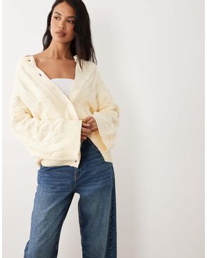 Gina Tricot Rich Cotton Knit Cable Cardigan - Blue