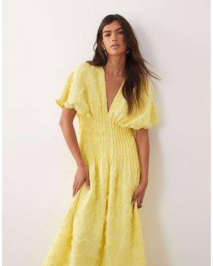 ARRANGE Textured Pintuck Maxi Dress - Yellow