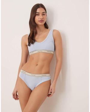 Calvin Klein Heritage Cotton Thong - Blue