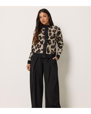 PixieGirl Petite Leopard Print Cardigan - Black