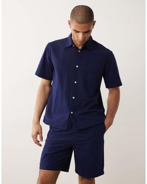 SELECTED Co-ord Seersucker Shorts - Blue