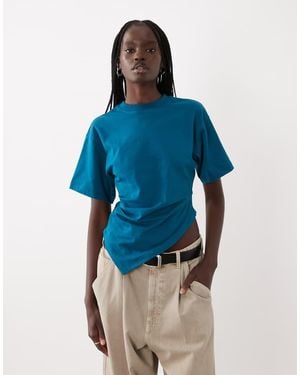 ASOS T-Shirt Con Vita Arricciata - Blu