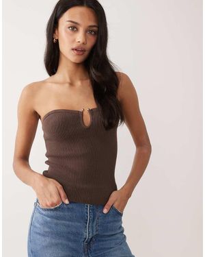 Abercrombie & Fitch Bandeau Top With Structured Hardware Detail - Brown