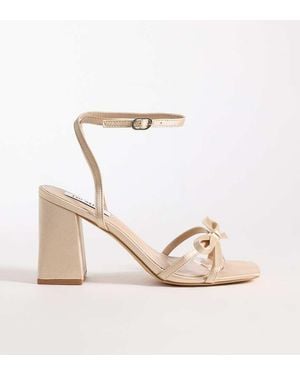 Be Mine Wide Fit Be Mine Bridal Wide Fit Tamara Block Heeled Sandals With Bow - Natural