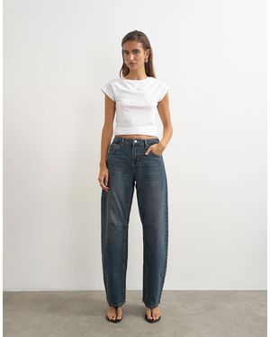 TOPSHOP Barrel Mid Rise Jeans - Blue
